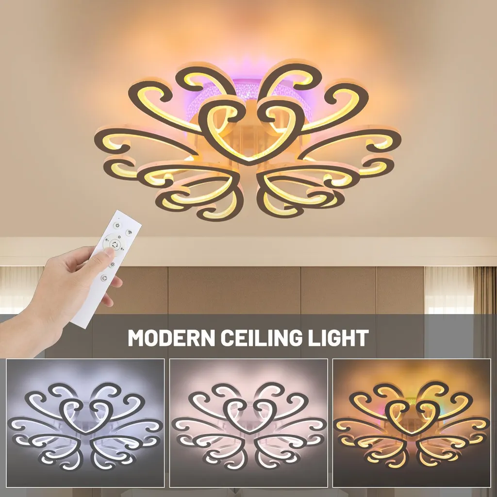 Lustre Plafonnier Blanc 100W à Intensité Variable avec Rétroéclairage