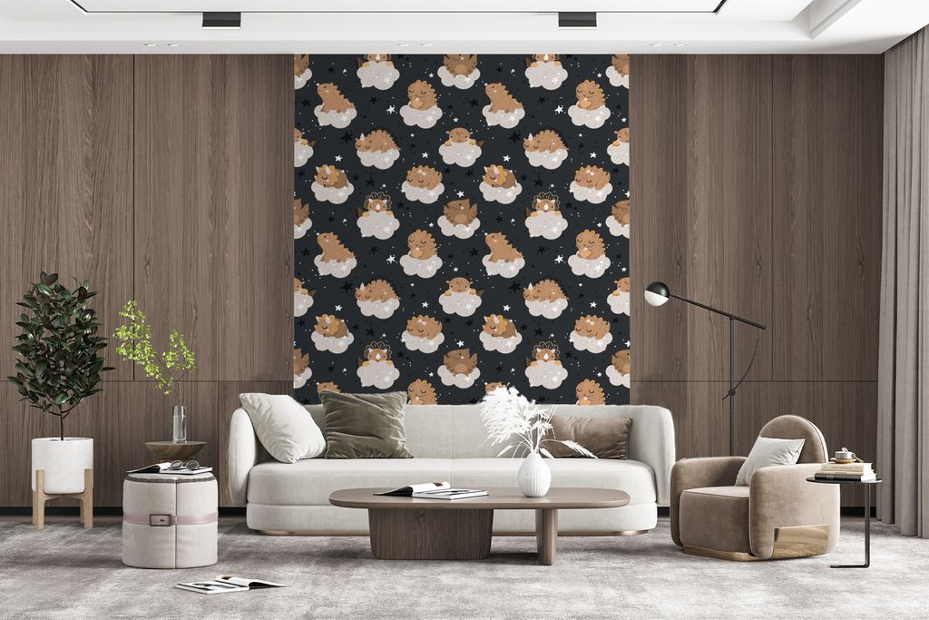 MuchoWow Fototapete für Wohnzimmer oder Schlafzimmer Wandtapete Vinyl Motivtapete Muster - Jungen - Dino - Kinder - 160x220 cm - Bildschirmhinte...