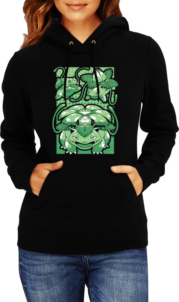 Damen Kapuzenpullover Japan Manga Anime Comics Pokemon 047, Lady S / Schwarz