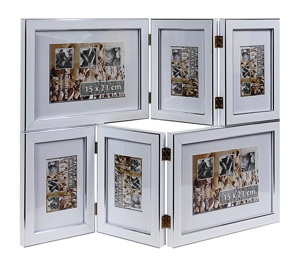 GALLERY TITAN 3426 Multirahmen für Fotos 10x15x4/15x21x2 cm WEISS faltbar