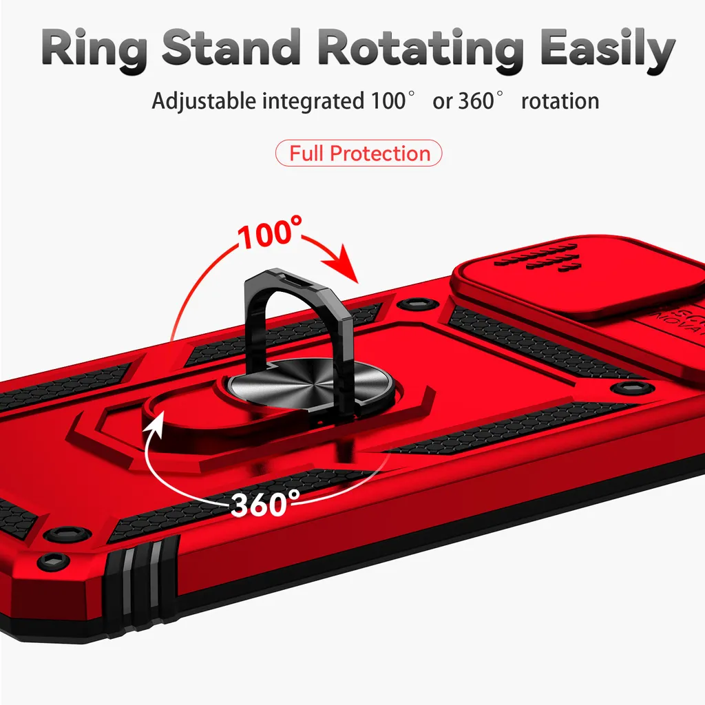 Custodia Rugged Xiaomi Redmi 9A Rossa Antiurto con Supporto Auto - 6