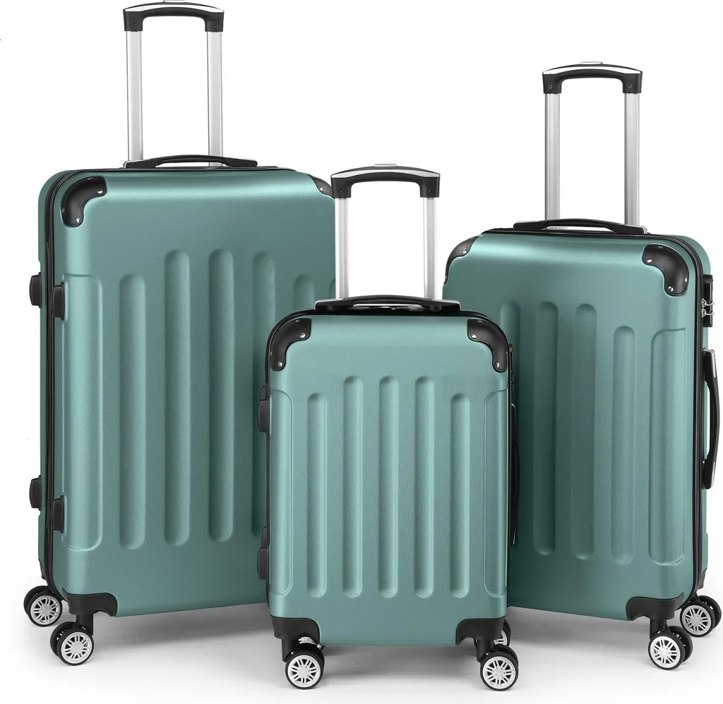 FCH Set 3 Valigie Rigide ABS Turchese - Trolley da Viaggio Resistenti