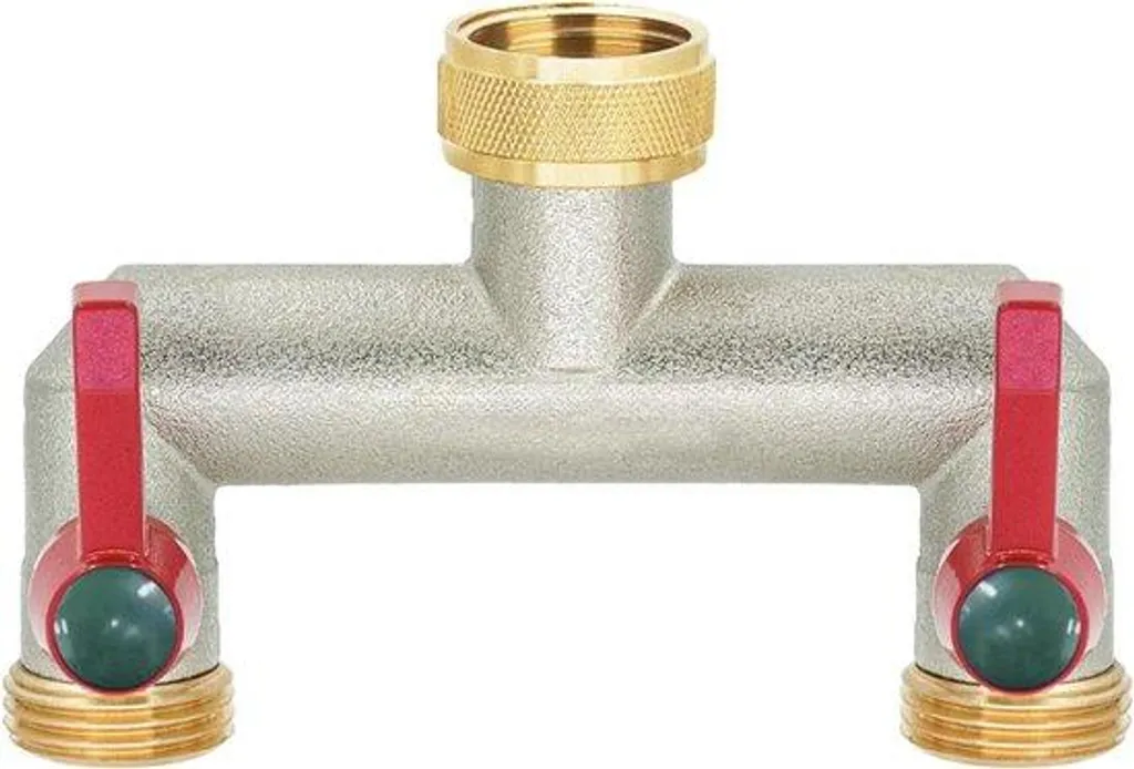 Répartiteur d'eau pour jardin en laiton chromé avec double sortie filetée