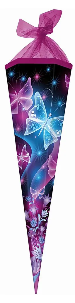 Grand Cornet de rentrée scolaire 85cm Rose motif Papillon Goldbuch
