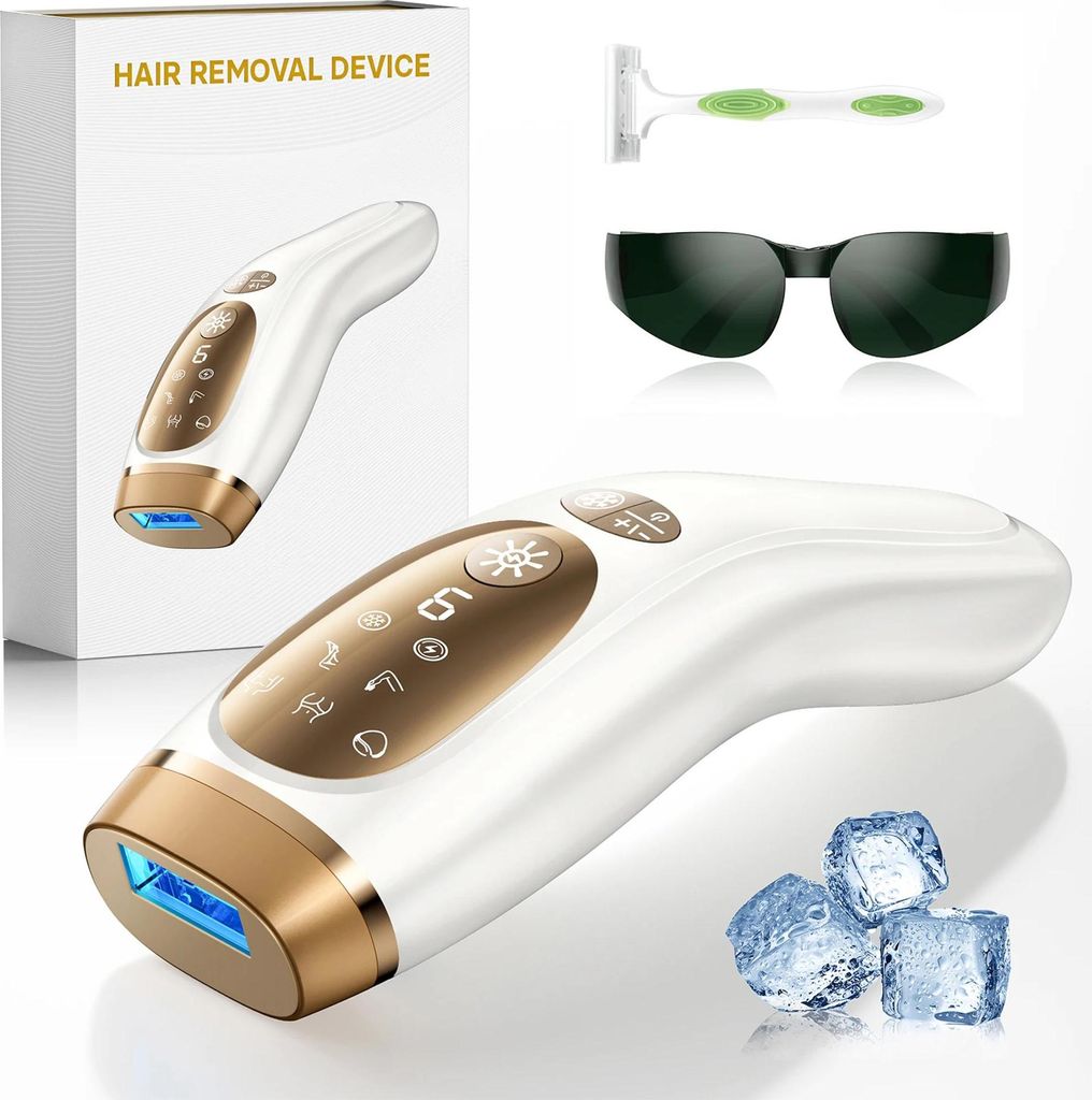 IPL Haarentferner - Laser Epiliergerät - Dauerhafte Haarentfernung Körper & Bikinizone - Eiskühlende Schmerzarme Anwendung - 3 Stufen - EU-Steck...