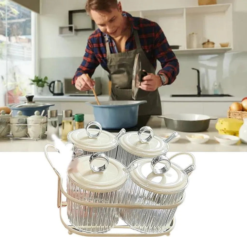 Rangement Épices pour Plan de Travail Cuisine avec Support Mobile en Fer - 4