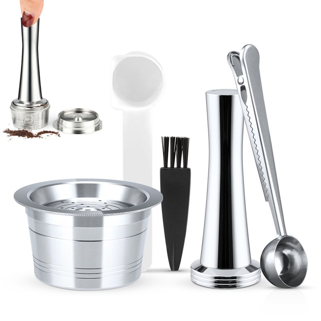 wiederverwendbare Kaffeepads für Kfee-Maschinen, nachfüllbare Edelstahl-Kaffeekapseln mit Tamper, kompatibel mit K FEE, Tchibo Cafissimo und Caff...