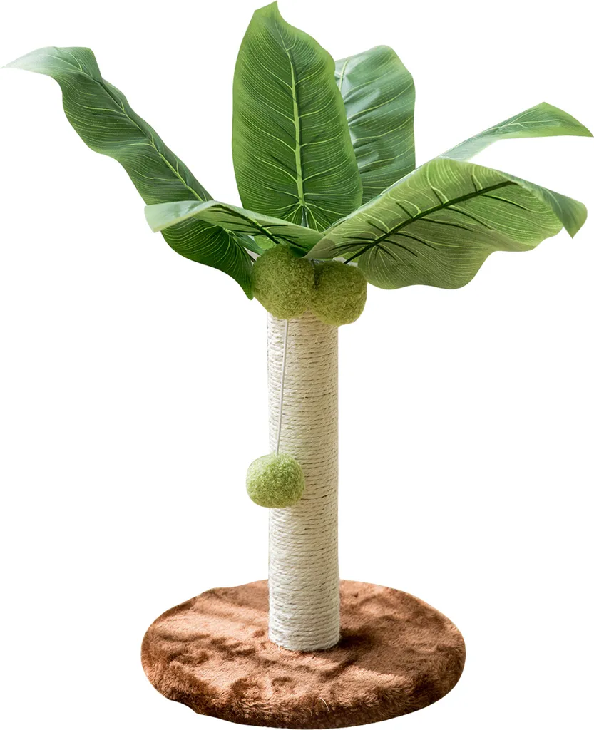 Petit arbre à chat 32cm en sisal naturel avec balles de jeu ludiques