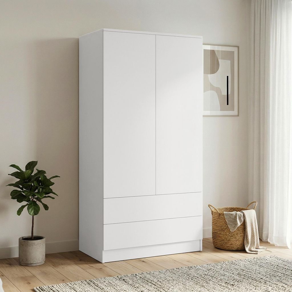 BEAUTYSOFA | Drehtürenschrank LOOK Weiß - Kleiderschrank 90 Produktbild 