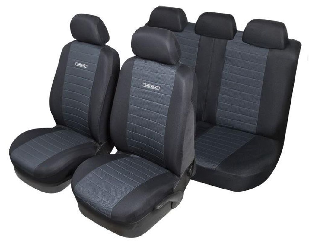 START METAL Auto Sitzschonbezug Sitzbezüge Set Vorne und Hinten Universal Schwarz Grau