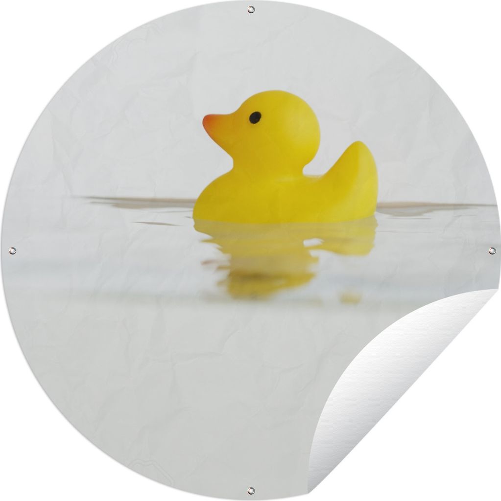 MuchoWow Gartenposter Outdoor-Poster Rund Badeente schwimmt im Wasser Ø 60 cm Gartendeko Rundes Poster draußen