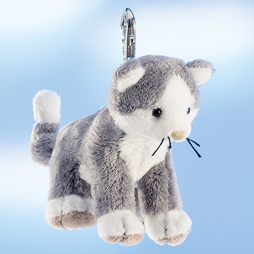 Schaffer Schlüsselanhänger Katze Cleo 12 cm grau-weiß Produktbild 
