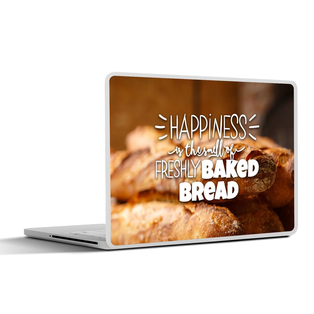 MuchoWow Laptop Aufkleber Sticker Cover Sprichwörter - Zitate - 'Glück ist der Duft von frisch gebackenem Brot'. 31x22.5 cm - Laptop-Deko