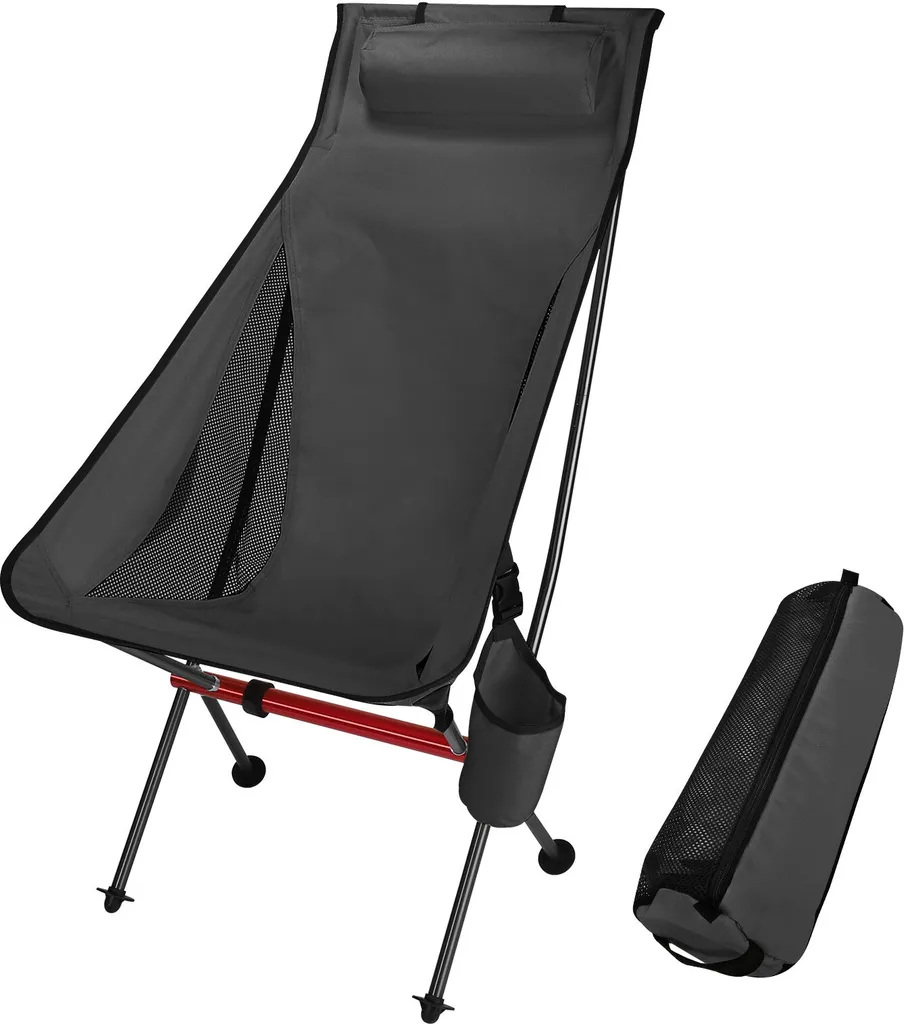 Chaise de camping dossier haut idéale pour pique-nique et pêche