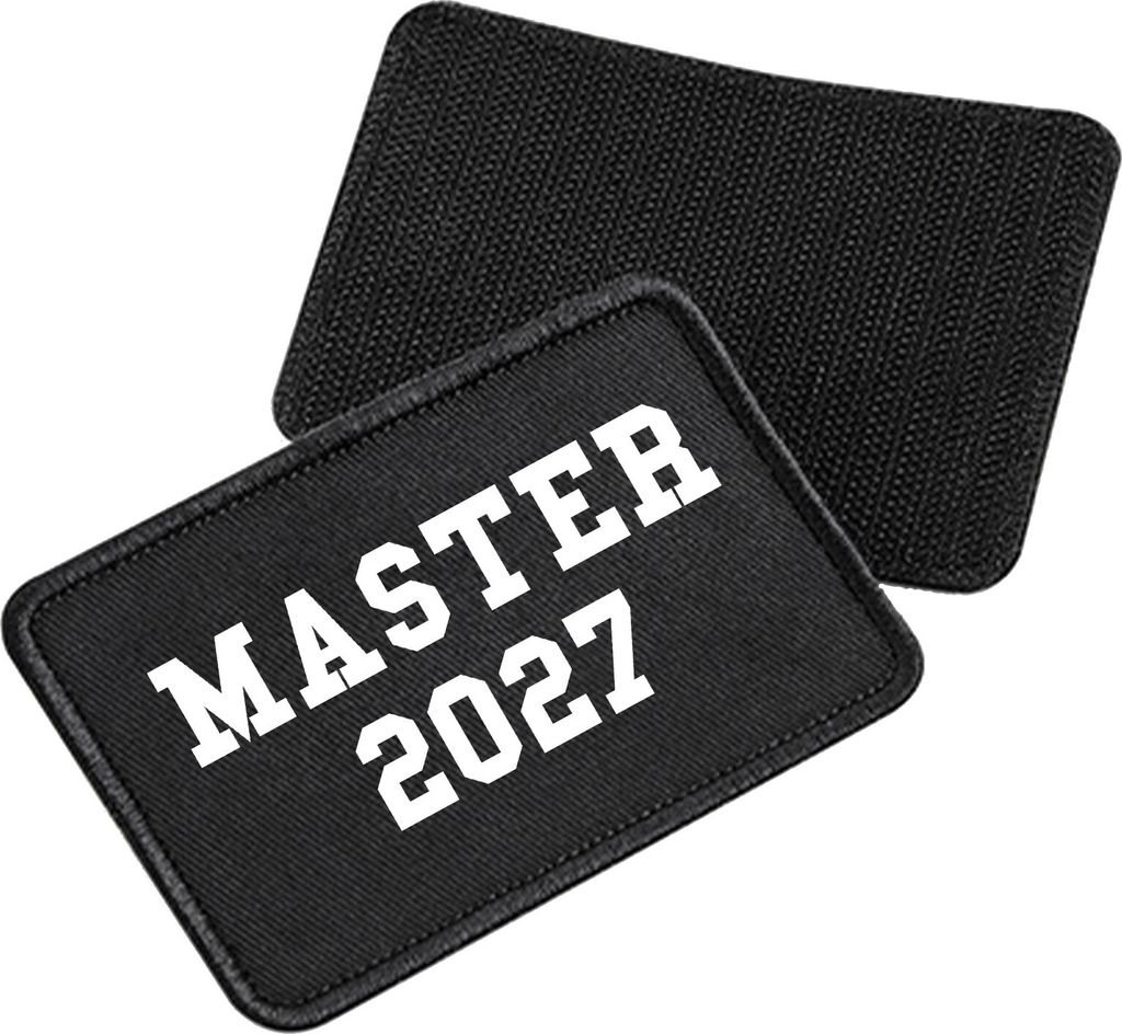 Huuraa Patch Master 2027 Abschluss Black 10 x 6,5cm Baumwolle Klettpatch für Mütze Geschenkidee