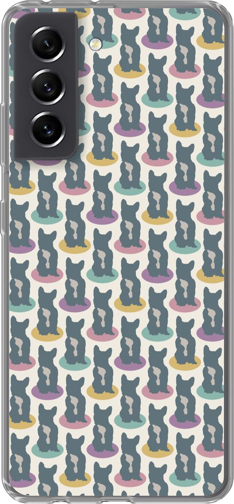MuchoWow Handyhülle Schutzhülle Hülle für Telefoonhoesje Samsung Galaxy S21 FE Hund - Französische Bulldogge - Muster - Jungen - Mädchen - ...