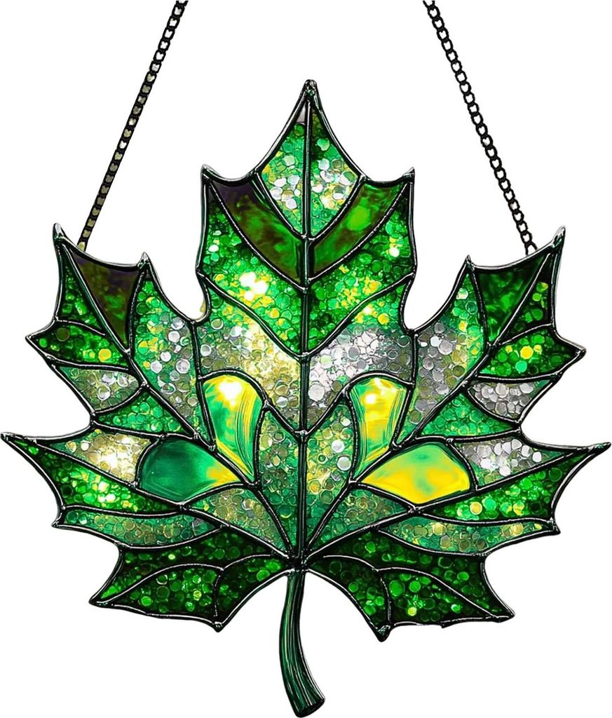 Ahornblatt-Herbst-Ornament, Fensterbehang, Herbstblatt-Sonnenfänger, Buntglas-Wandkunst für Thanksgiving, Herbst, Innen- und Außenbereich, Heimd...