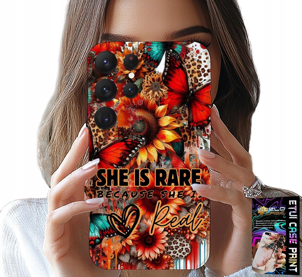 ETUI FOR SAMSUNG GALAXY S22 Ultra - SHE IS RARE, SUNDAYS, FLOWERS, MOTILS