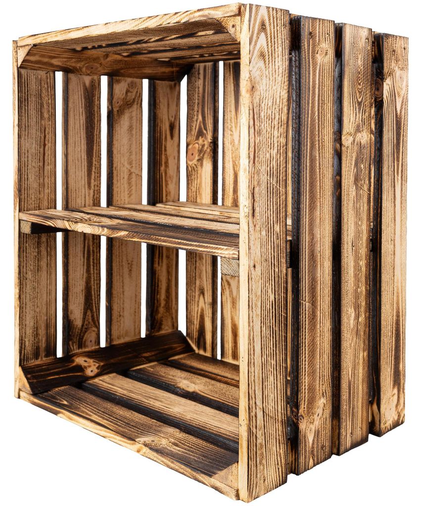 Creative Deco Gevlamde Houten Doos met Plank, 50 x 40 x 30 Productafbeelding 