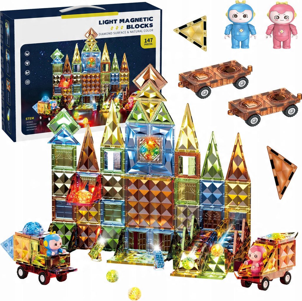 Świecące Klocki Magnetyczne Dla Dzieci Pojazdy Figurki Zdjęcie produktu 
