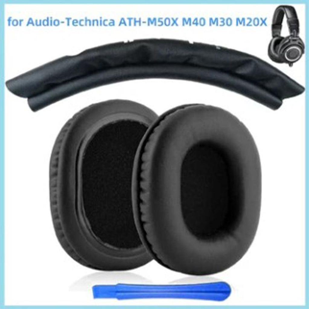 Ersatz-Ohrpolster mit Kopfbügel für Audio Technica ATH M70 M50X M50 MSR7 M40X M40 M30X 7506 Schwarz