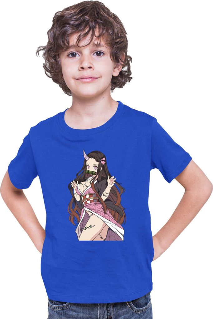 Kinder T-Shirt Demon Anime Slayer Kimetsu No Yaiba Nezuko Kamado 16, 5-6 Jahr - 116 / Blau