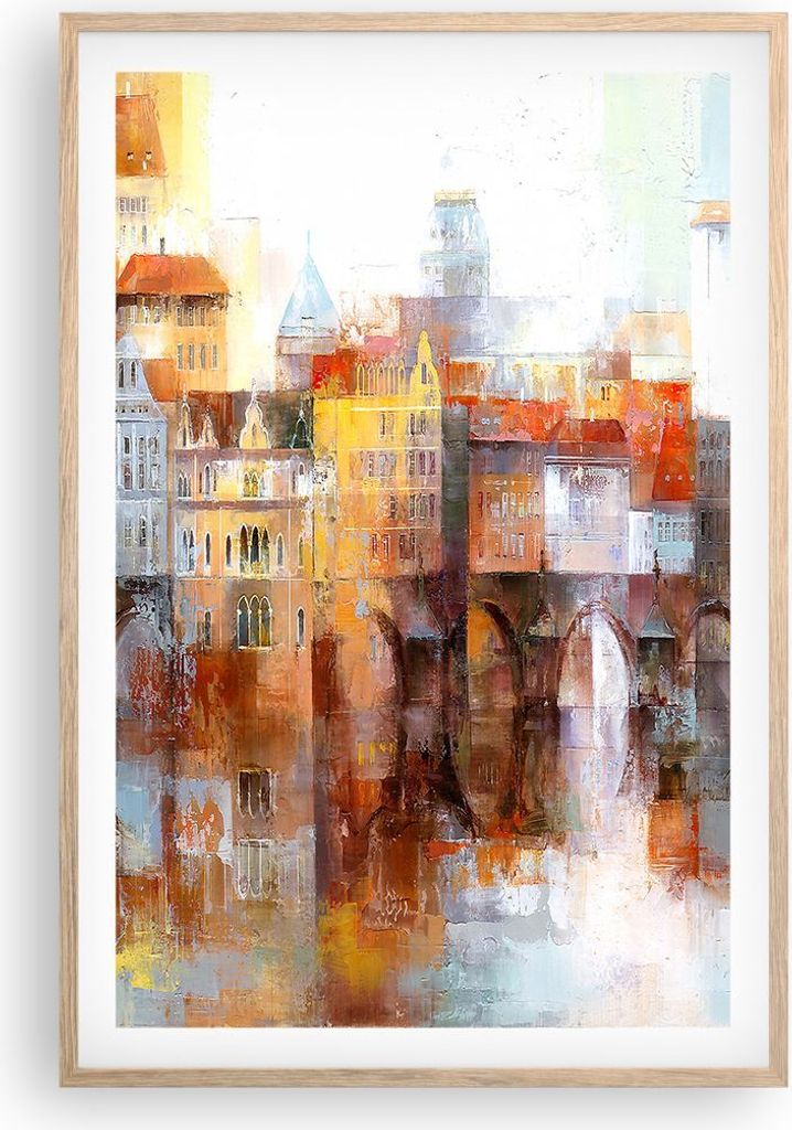 Gerahmtes Poster - Rahmen in heller Eiche - Stadt Mietshaus - 61x91,5 cm - Wand Bild - Wanddeko - Wandbilder - Kunstposter - Wandposter - Bilderrah...
