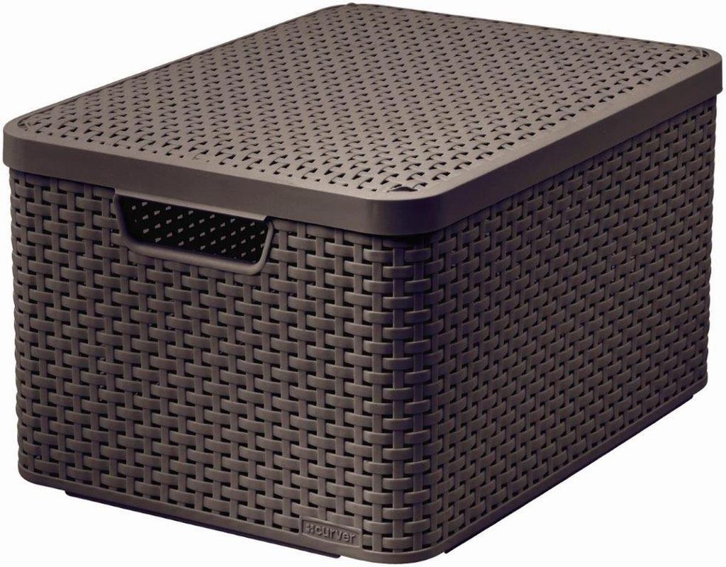 Cesto con coperchio Curver STYLE2 LID L, marrone scuro, con Immagine del prodotto 