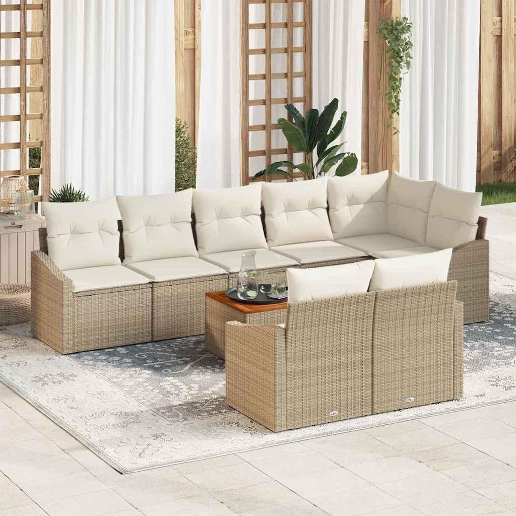 Maison Exclusive - Gartensofa-set mit Kissen 9 pcs Beige Poly-Rattan