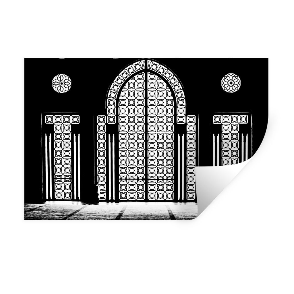 MuchoWow Wandtattoo Wandsticker Wandaufkleber Architektur - Schwarz - Weiß - Muster 90x60 cm Selbstklebend und Repositionierbar - Aufkleber