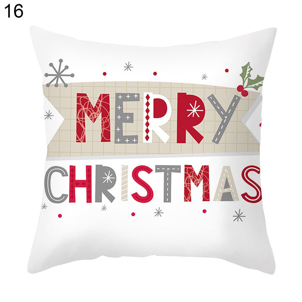 Kissenbedeckung Santa Claus Muster Dekorative Polyester Frohe Weihnachtskissen Cover Wohnkultur-16