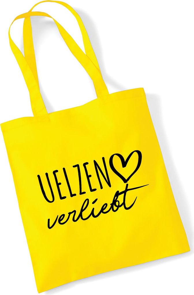 Huuraa Jutebeutel Uelzen verliebt 10 Liter Yellow Baumwolle Tasche Geschenkidee