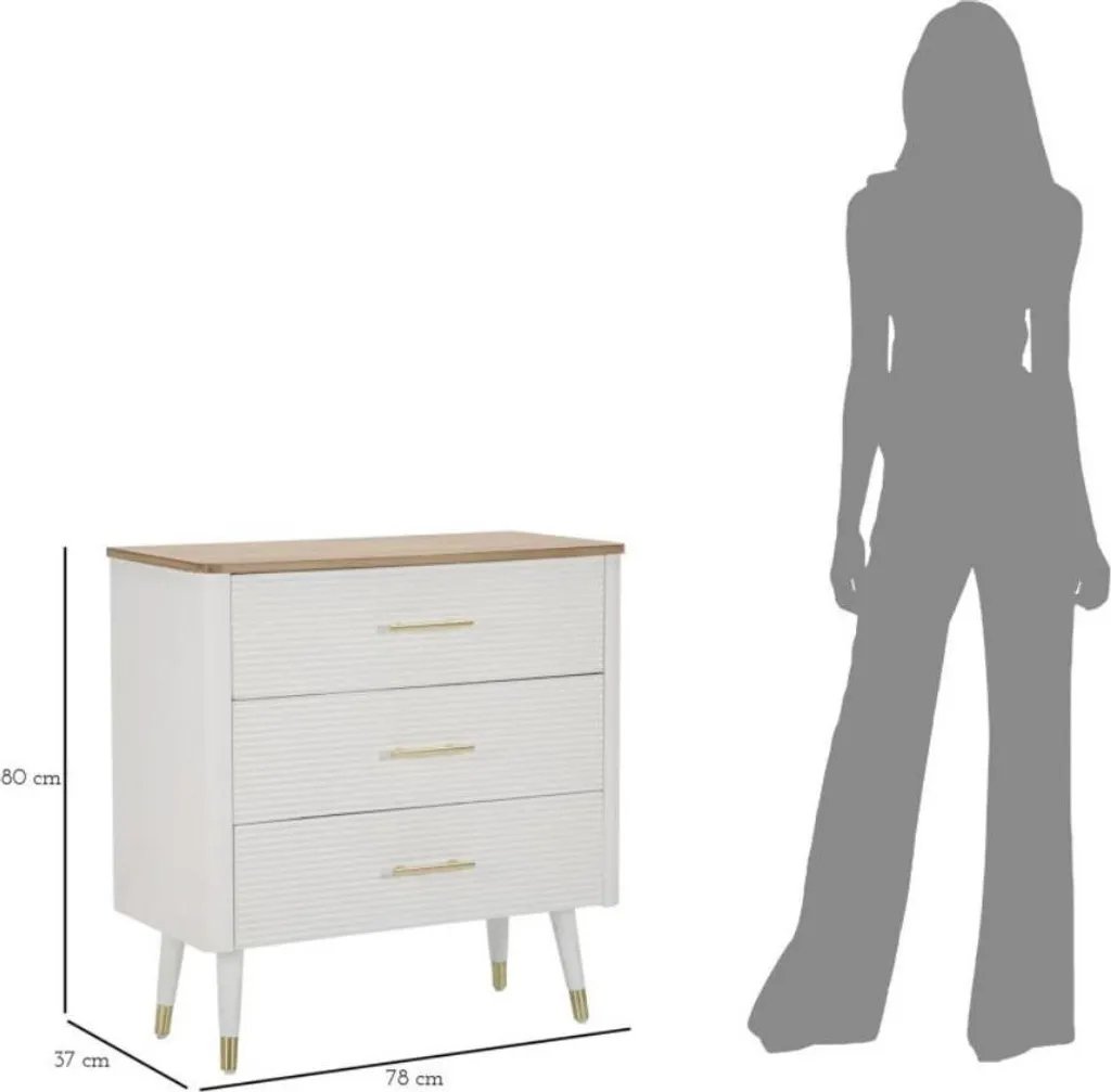 Commode de Rangement 3 Tiroirs Style Scandinave avec Finition Dorée - 9