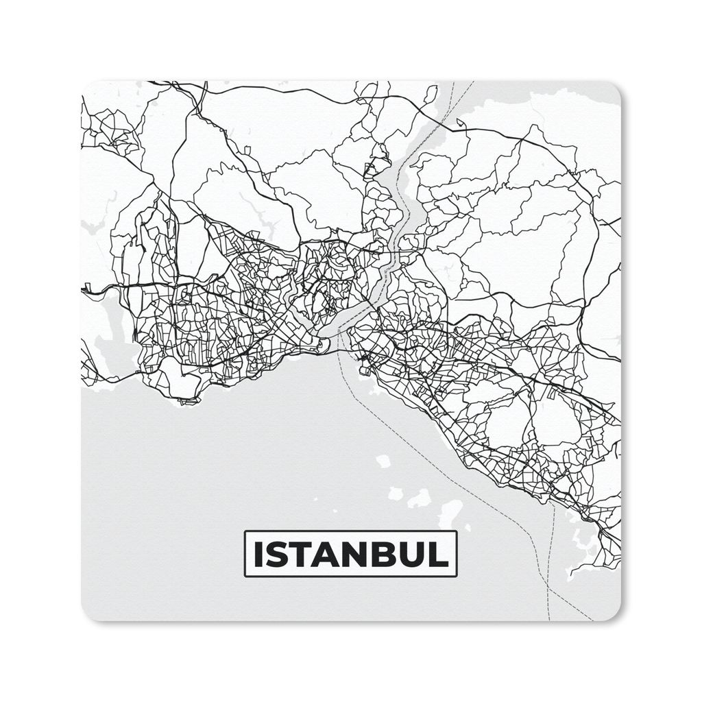 MuchoWow Mauspad Mousepad Karte - Istanbul - Schwarz und weiß - Stadtplan 20x20 cm - Mousepads - Maus Mat - Pad - Mausunterlage - Desk Mat - Bur...
