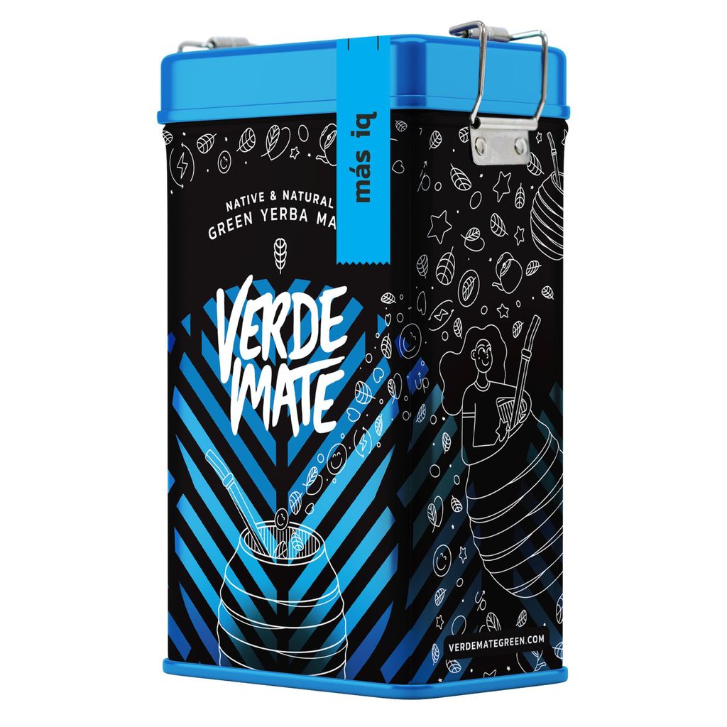 Verde Mate - Mate Tee in Dose Más IQ 500g - Dicke Blätter 5 mm Luftgetrocknet - Rauchfrei - Ginseng, Ginkgo - Natürliche Kraft - Yerba Mate Bras...
