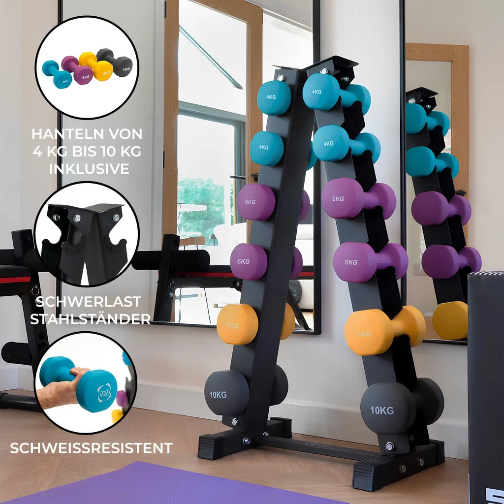 Set d'Haltères pour Musculation à Domicile avec Rack Vertical Acier - 2