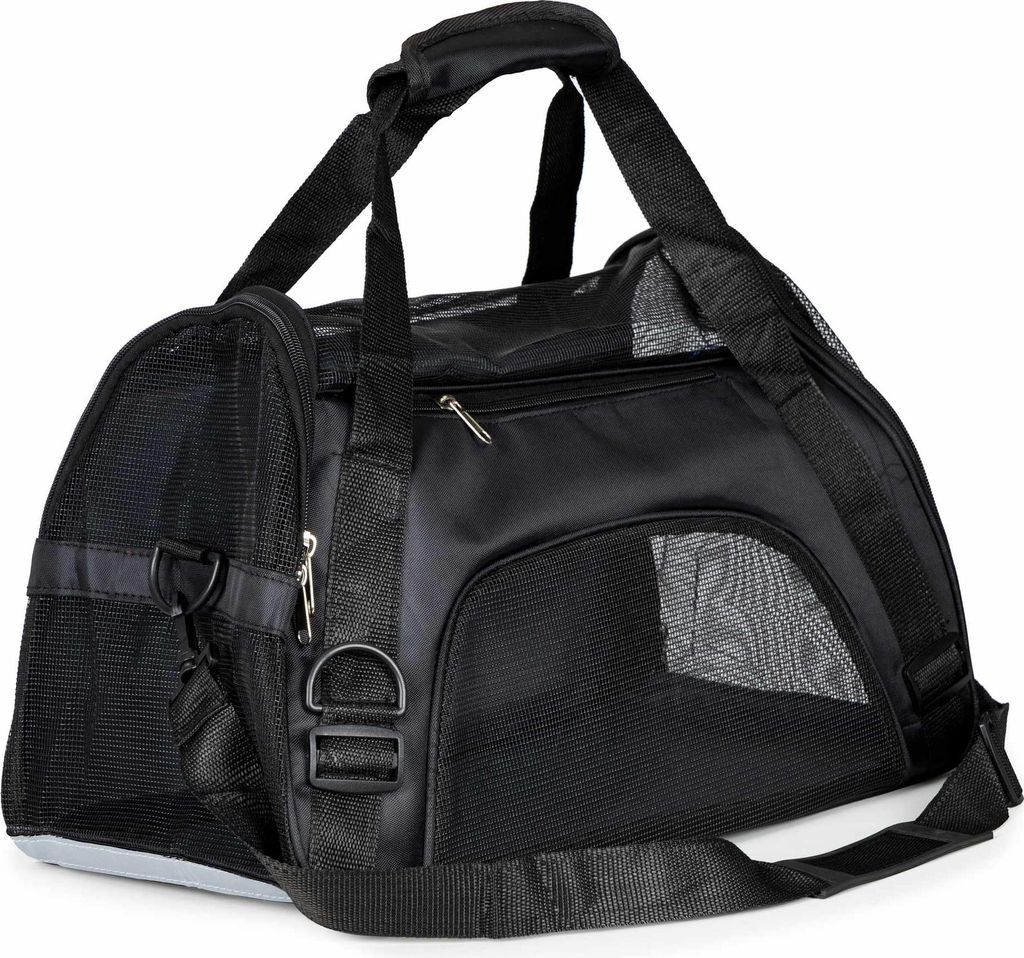 Haustier-Transporttasche mit Belüftungsnetz, Schwarz