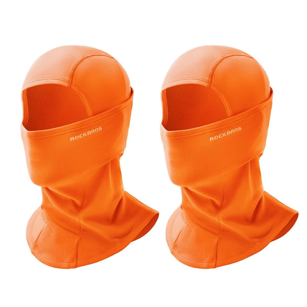 ROCKBROS 2pcs Sturmhaube Herbst Winter für Outdoorsports Fahrrad Motorrad Balaclava Reflektierend Winddicht Anti-Staub, Orange