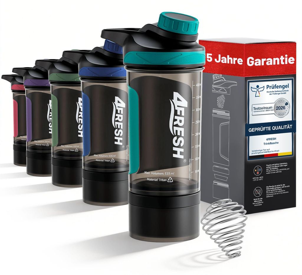 4FRESH Proteïneshakerfles 500 ml, gemaakt van Tritan - Productafbeelding 