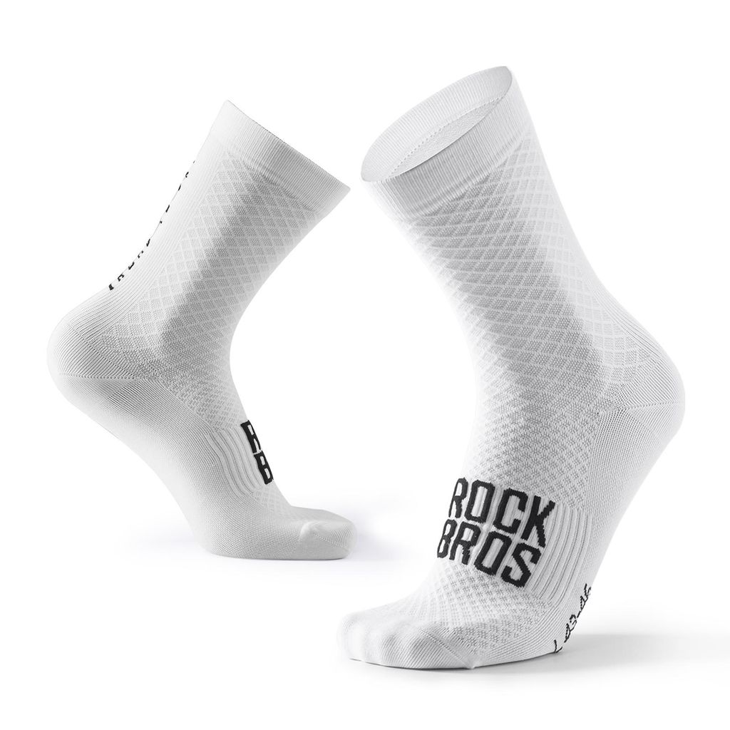 ROCKBROS Road-to-Sky 1 paar Fahrradsocken Herren Damen Sportsocken Rennrad Atmungsaktive Laufsocken Lange Mehrfarbig Weiß L