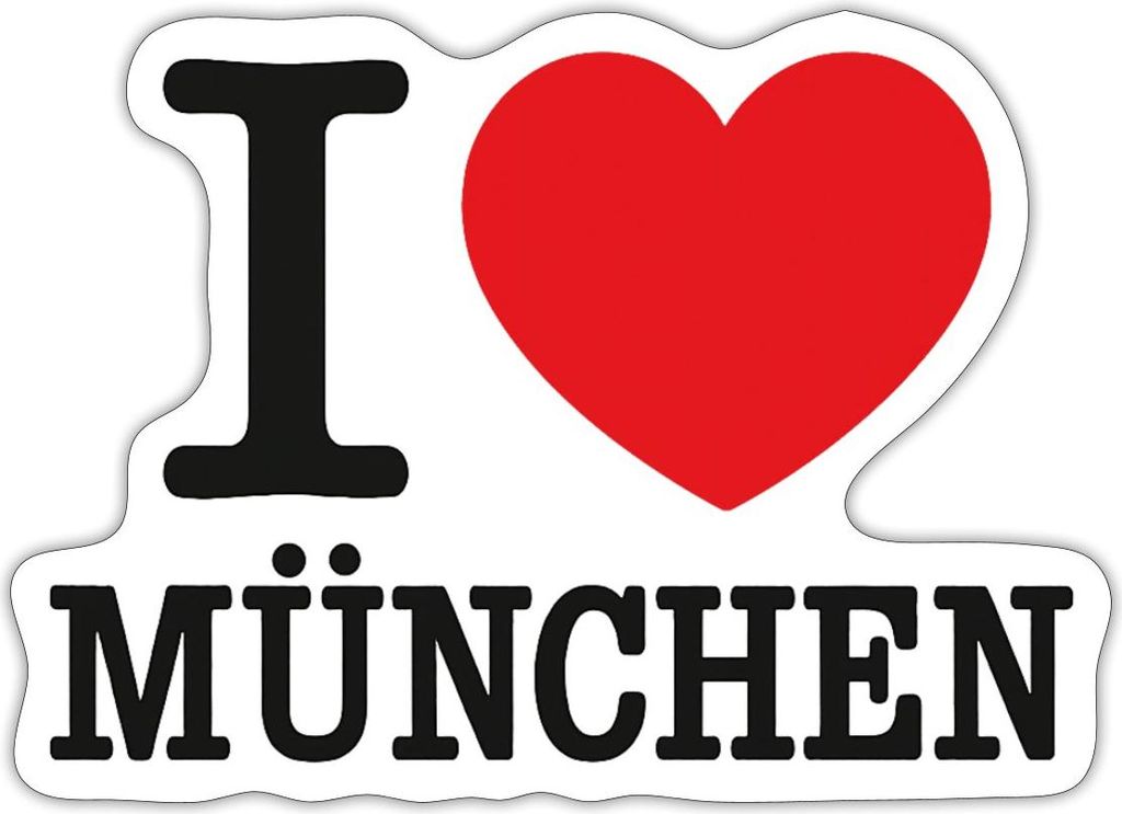 Spreadshirt I Love München Herz Bayern Munich Sticker Aufkleber, 10 x 10 cm, Mattweiß