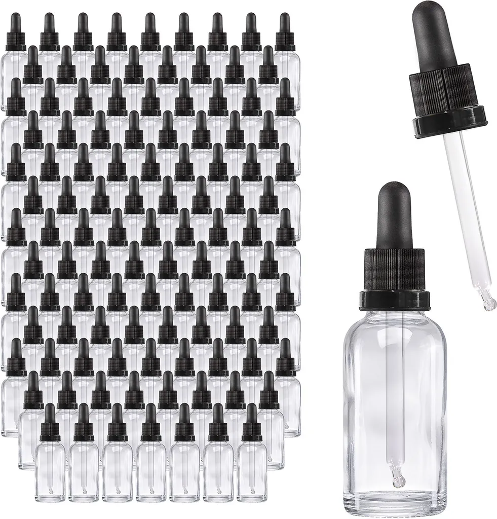 Flacon en verre transparent 30 ml avec pipette doseuse précise - 143 pcs