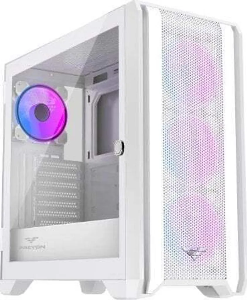 PREYON Nest Windy+ White -Case Compatibilità con la scheda madre e ampio spazio per i componenti, pannello in vetro temperato, porta USB-C