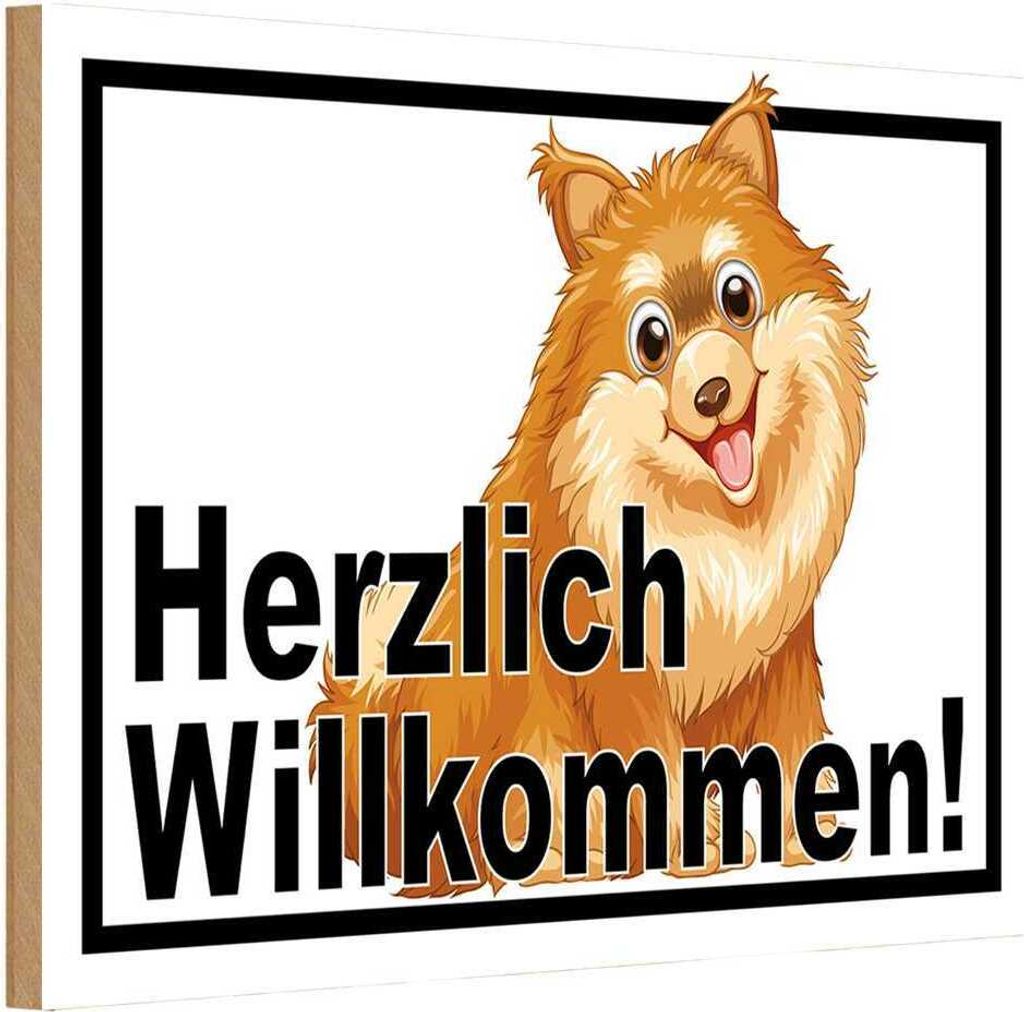 vianmo Holzschild 20x30 cm Herzlich Willkommen Hunde Tier Haustier