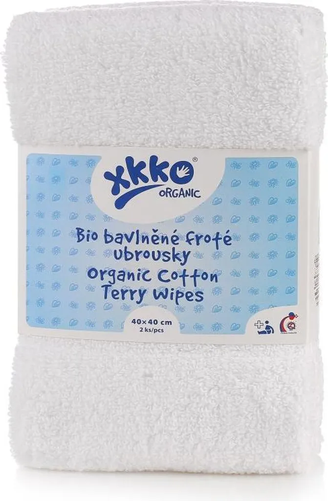 Lingettes de toilette 40x40 cm xkko pour bébé en coton bio Lot de 2