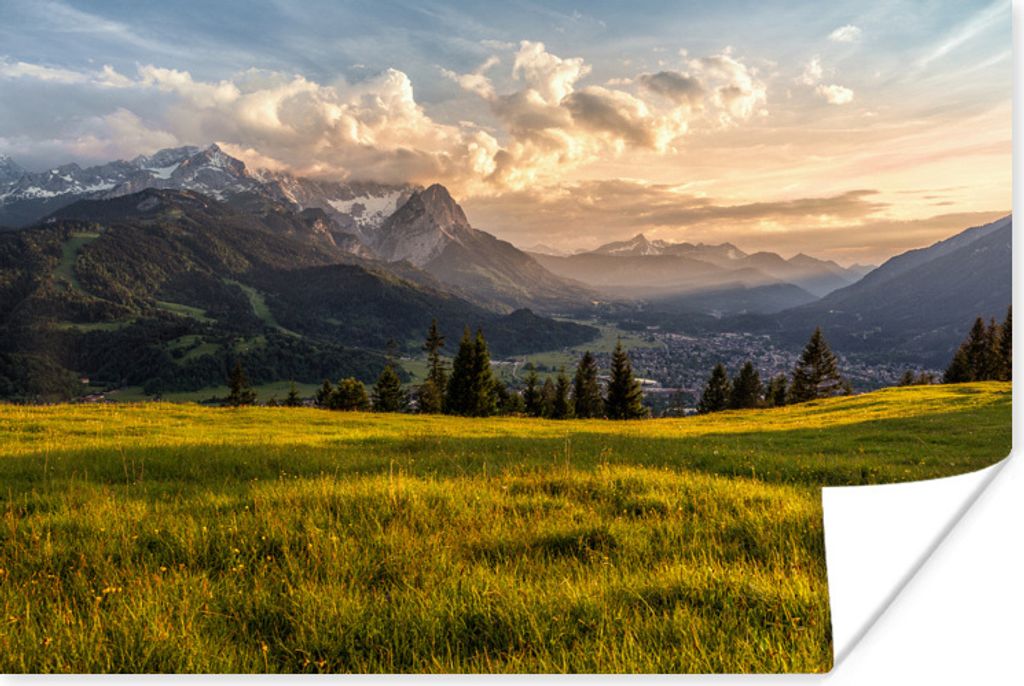 MuchoWow Poster Ein Sonnenuntergang im Frühling im Werdenfelser Land 120x80 cm - Bilder