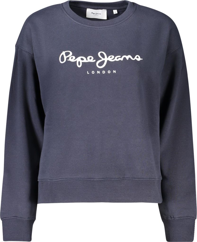 Damen Sweatshirt Blau: Fleece, Baumwolle, Langarm & Logo-Druck