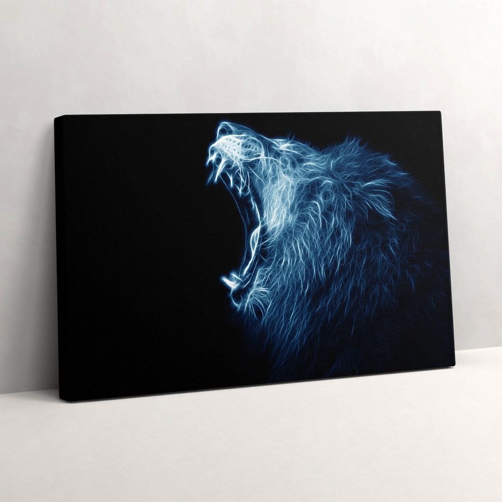 Körpersprache eines wilden Löwen – Leinwandbild Wandbild – 30x20 cm – Leinwandbilder – Wandbilder – Schlafzimmer – Flur
