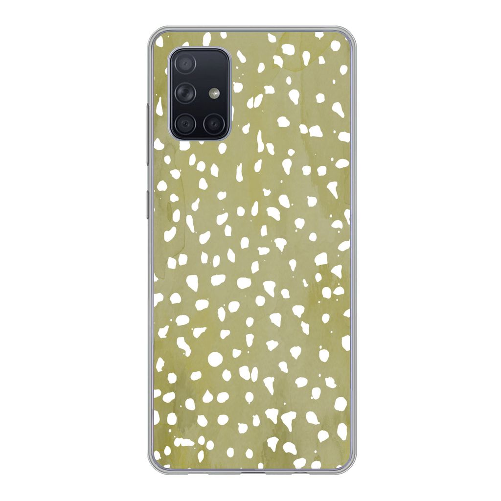 MuchoWow Handyhülle Schutzhülle Hülle für Samsung Galaxy A51 Polka dots - Weiß - Grün Silikon Softcase Handy Hülle - Schutzabdeckung