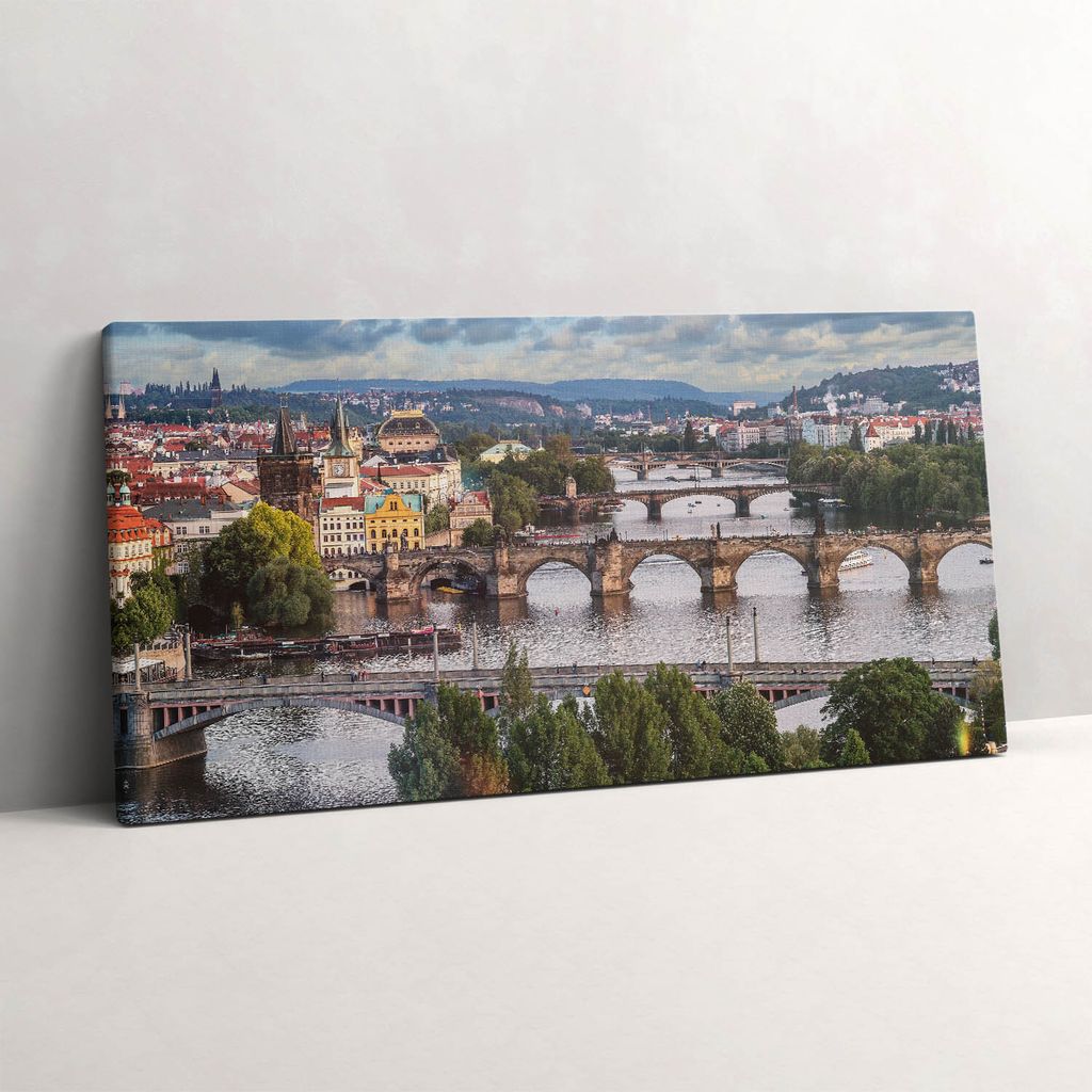 Blick auf Prag – Leinwandbild Wandbild – 120x60 cm – Leinwandbilder – Wandbilder – Schlafzimmer – Flur